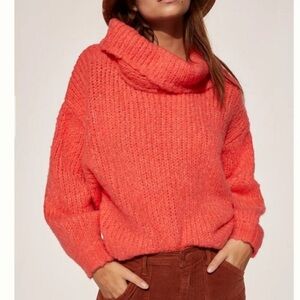 Pilcro Anthropologie Zamora Cowl Neck Sweater Oversized Women’s Small Coral Pink